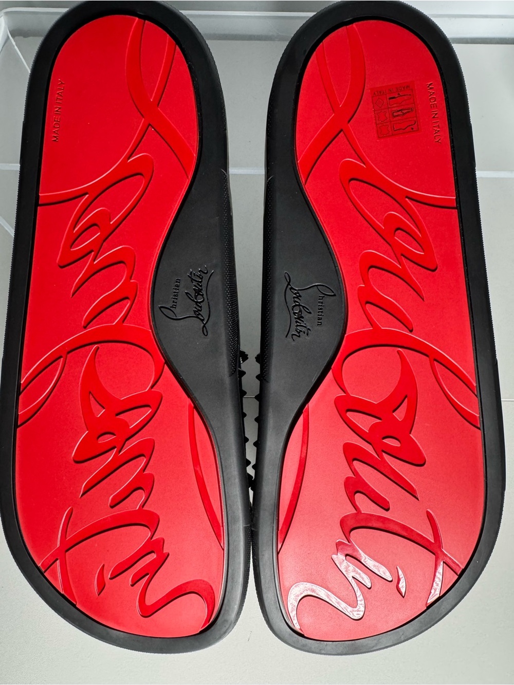 Christian Louboutin Pool Stud Slides Black Leather Mens Size 44 NEW - Picture 6 of 7